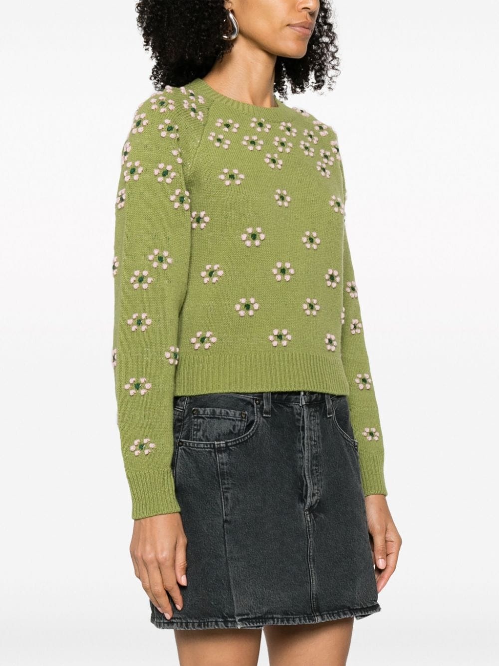 floral-embroidered wool jumper - 3