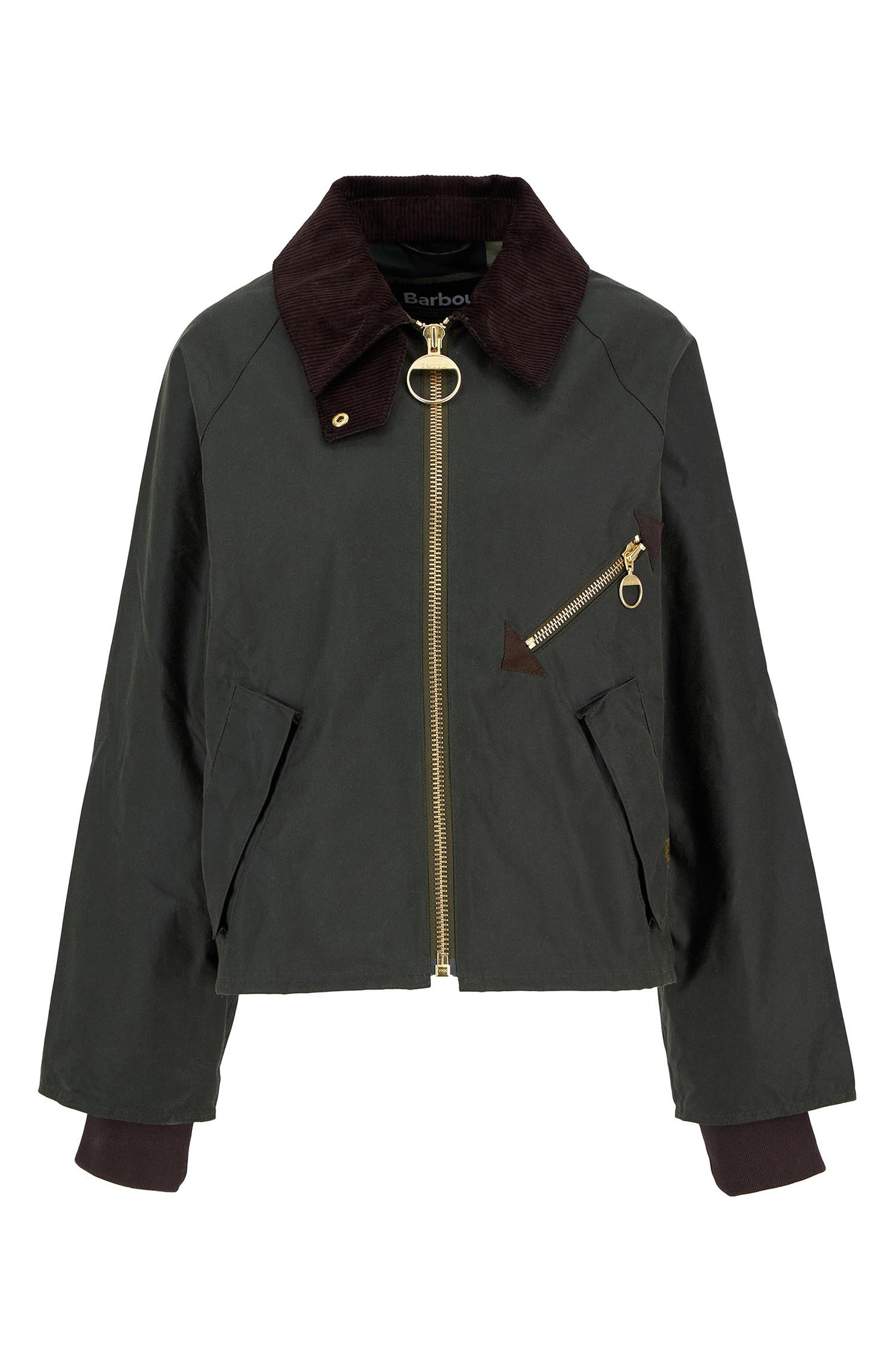 Barbour Arlene Water Repellent Waxed Cotton Jacket in Fern/Ancient Tartan at Nordstrom - 4