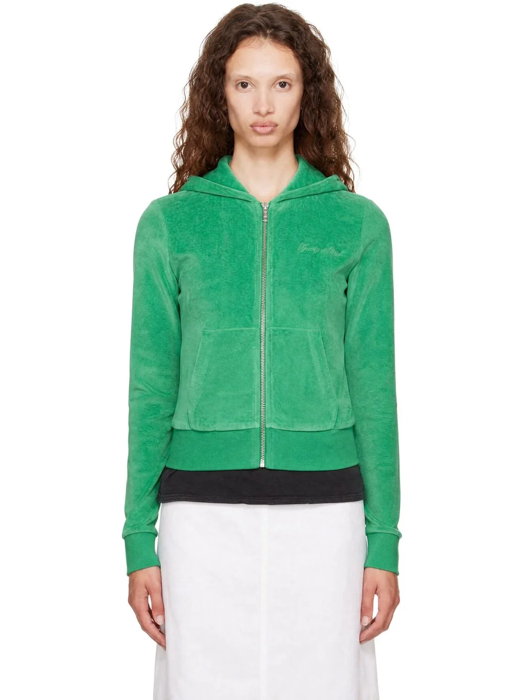 Green Signature Logo Krystal Zip Hoodie - 1