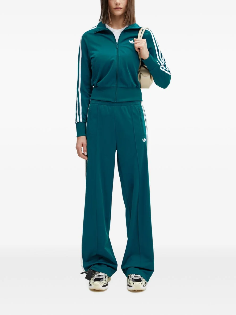 Firebird logo-embroidered side-stripe zip-up sweatshirt - 1
