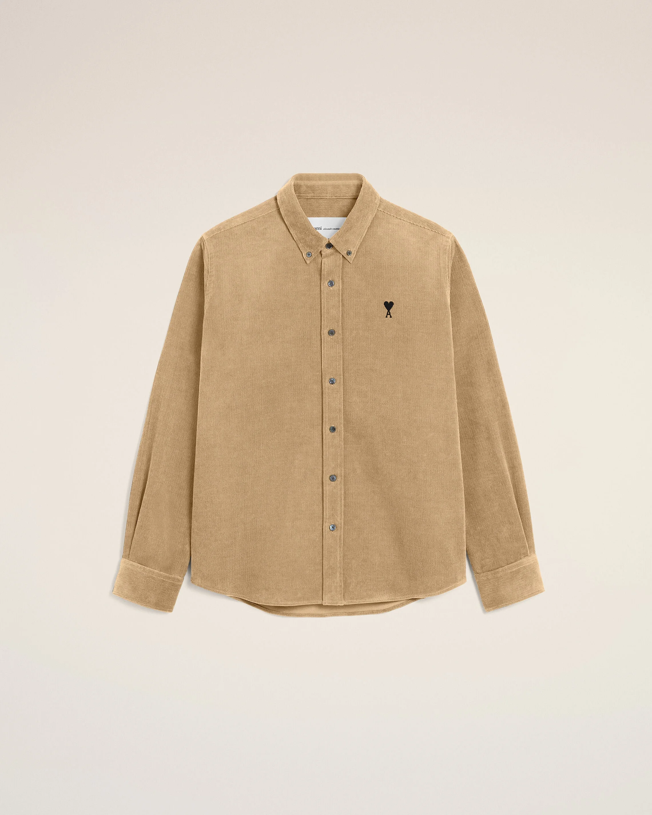 BEIGE CORDUROY SHIRT WITH AMI DE COEUR - 1