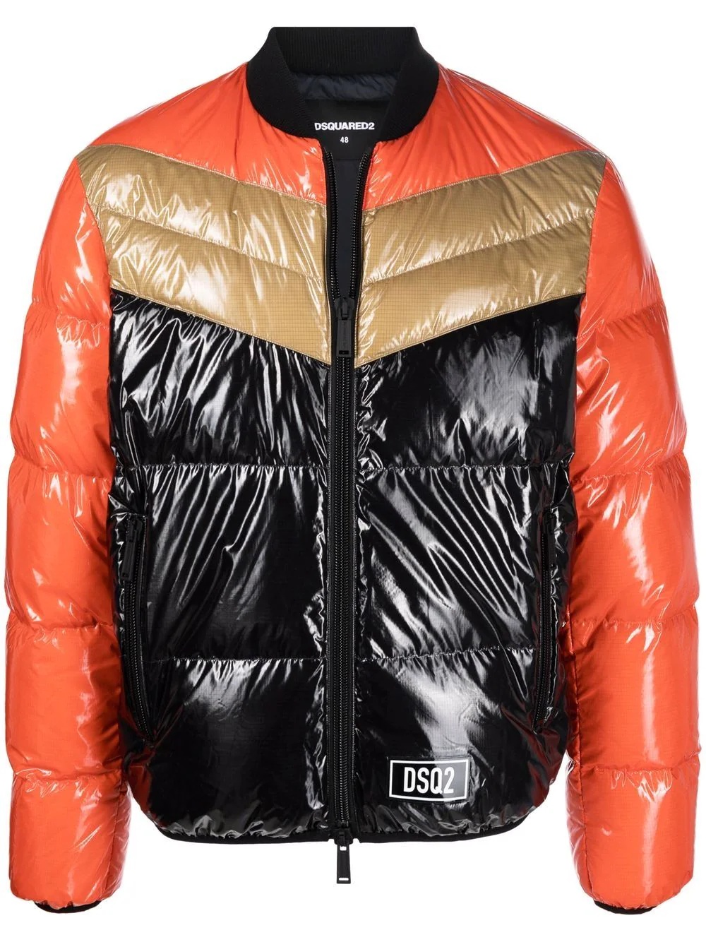 colour-block down jacket - 1