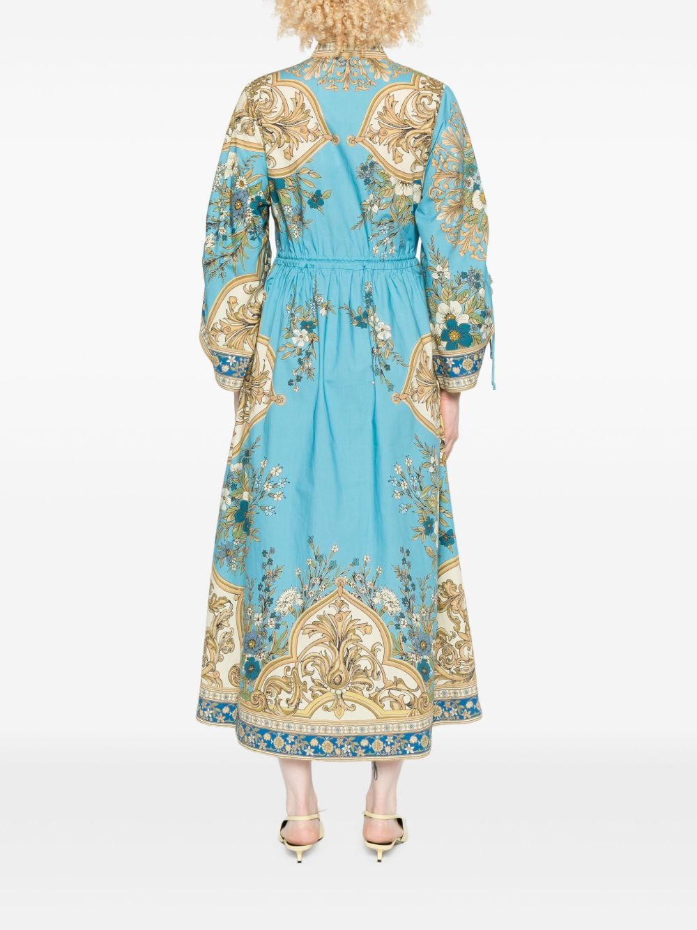 Cassie Pool floral-print drawstring midi dress - 4
