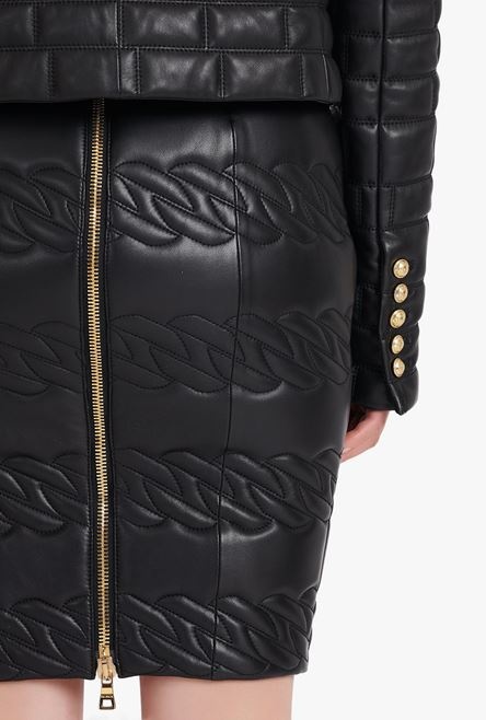 Black quilted leather spencer jacket - 9