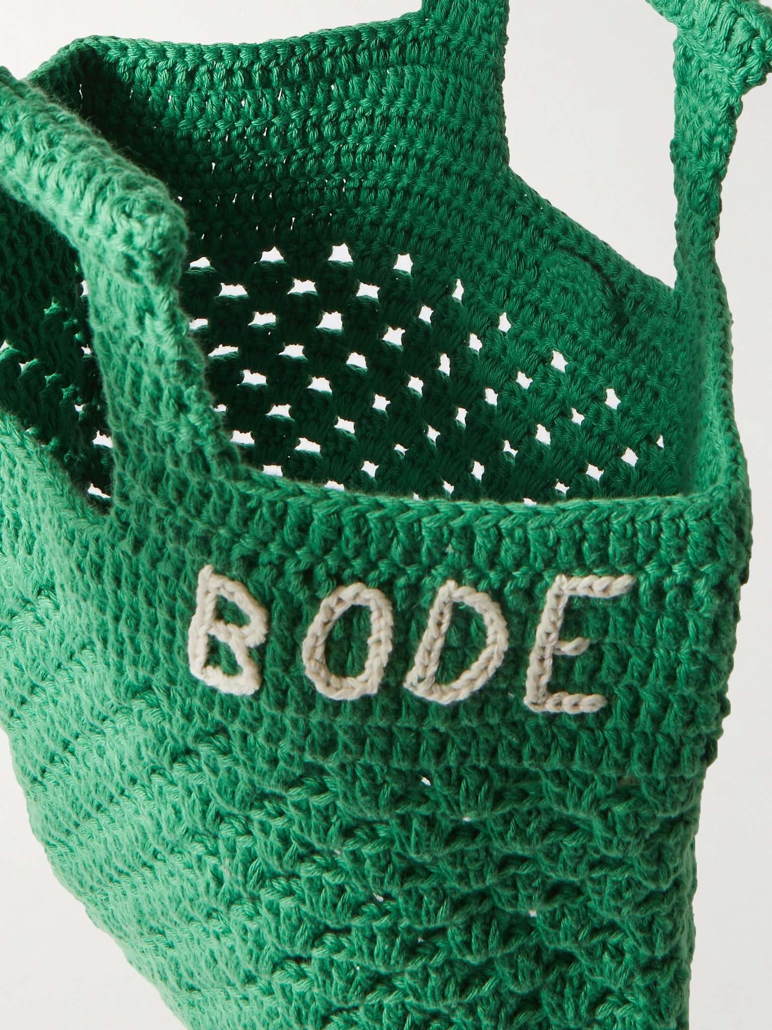 Logo-Embroidered Crocheted Cotton Tote Bag - 3