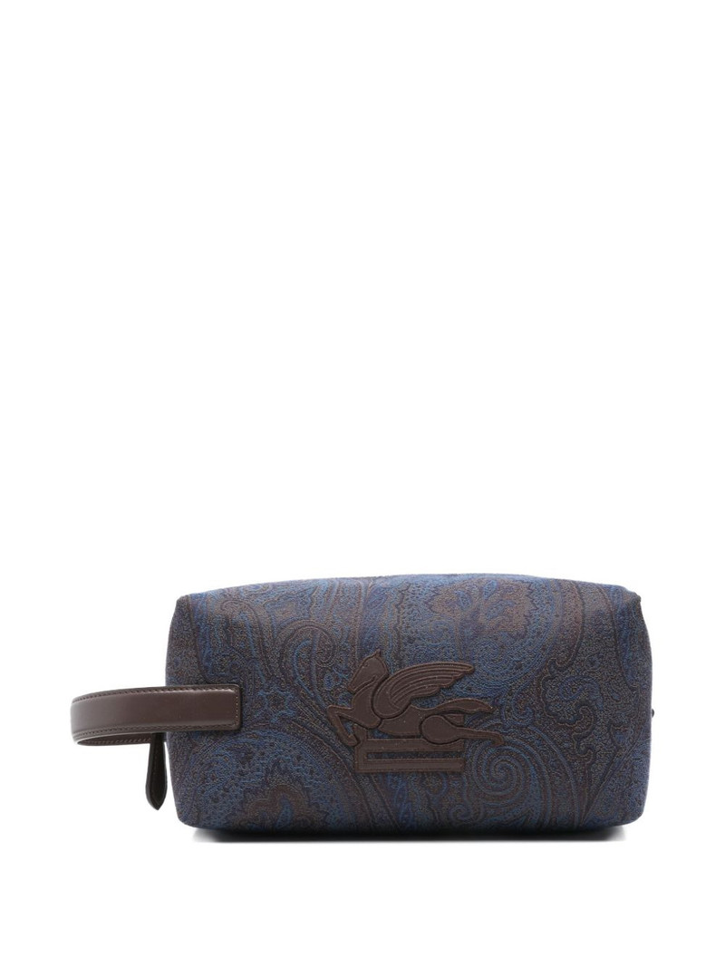 paisley-pattern leather-handle wash bag 1