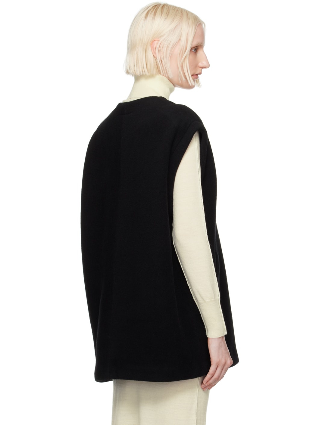 Black Plunging V-Neck Vest - 3