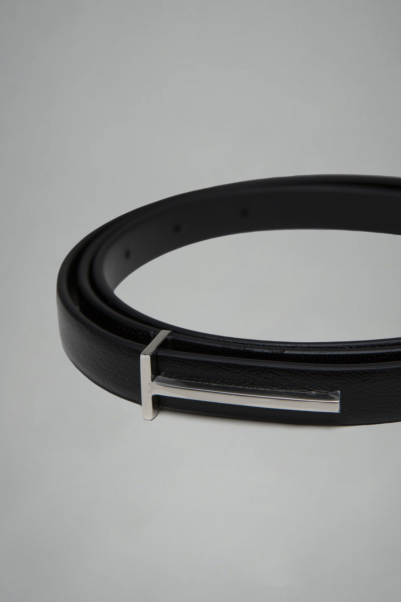 Supple Grain Leather Slim T Belt 15mm - 2