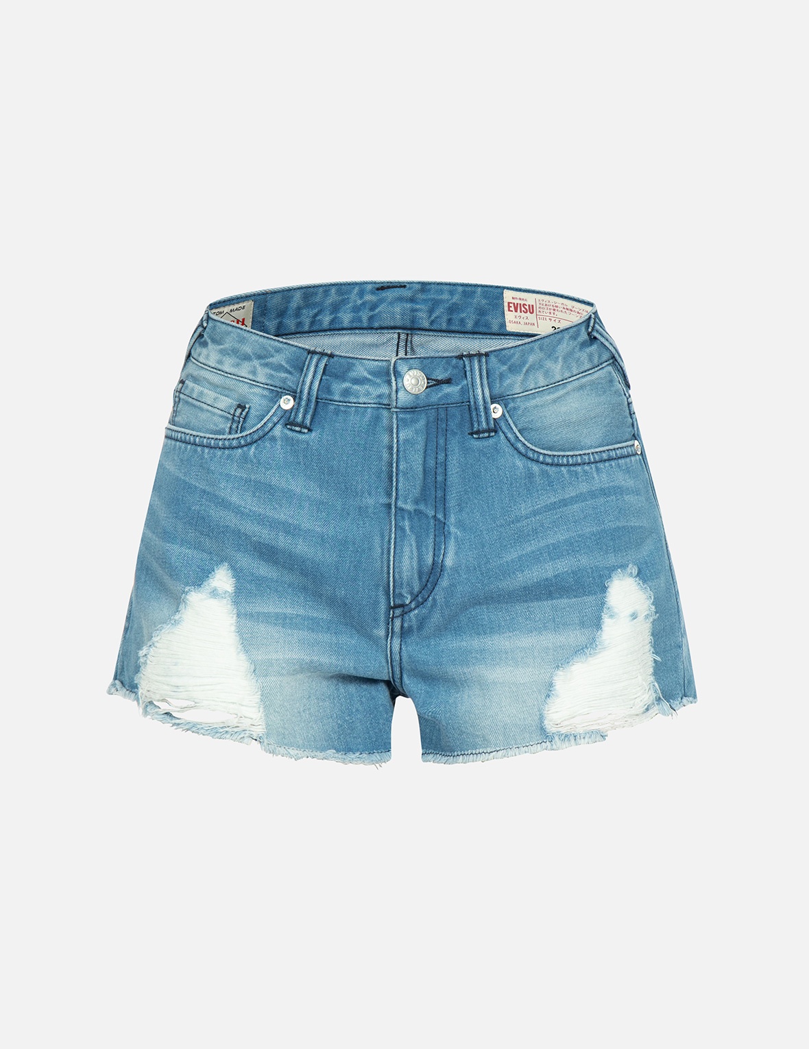 KAMON AND GODHEAD-PATTERN DAICOCK PRINT DENIM SHORTS - 2