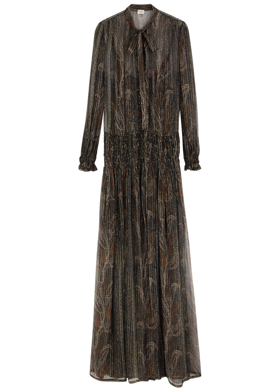 Saint Laurent Paisley-print Silk-blend Chiffon Maxi Dress - 1