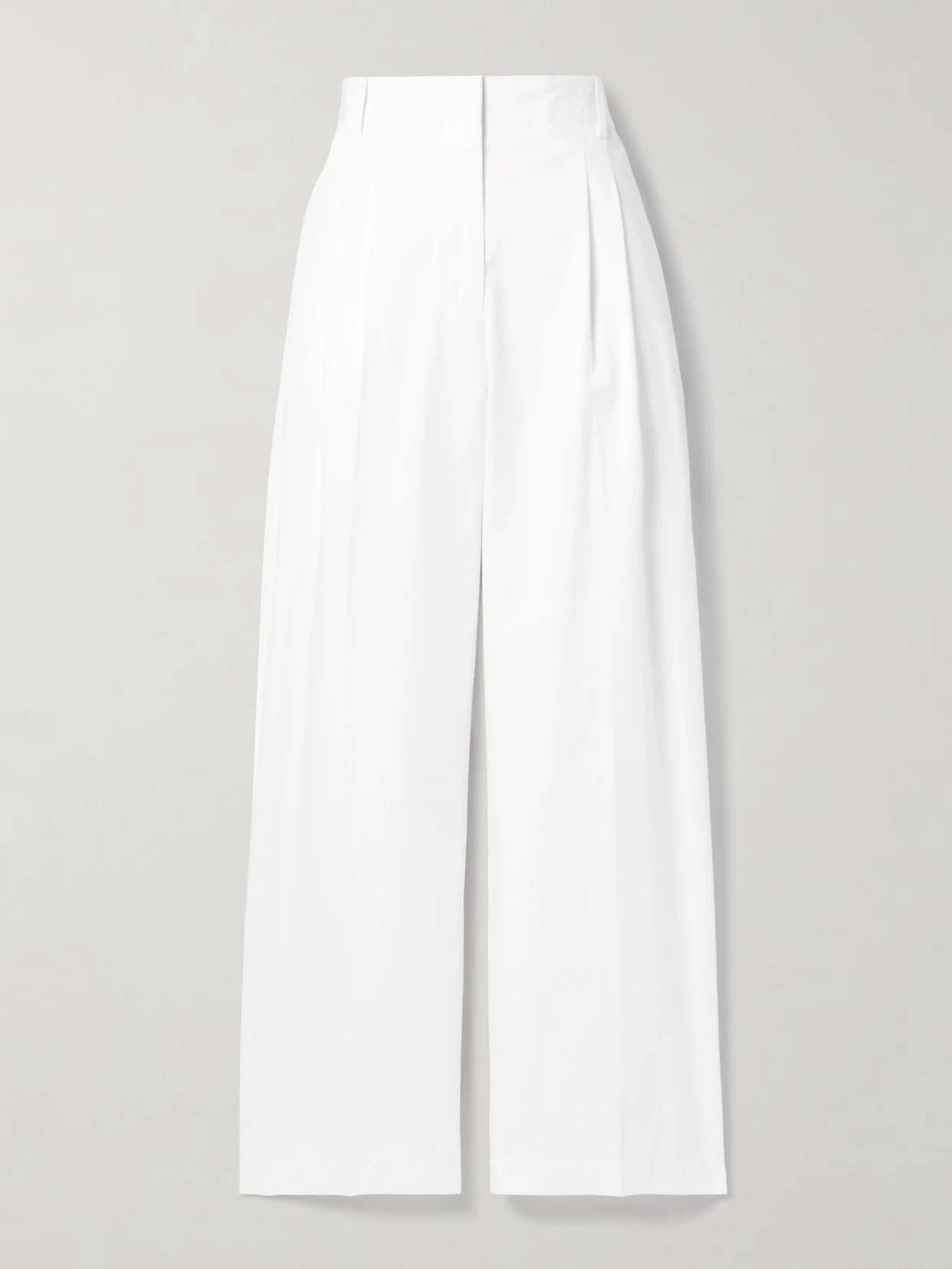 Pleated Cotton Wide-leg Pants - 1