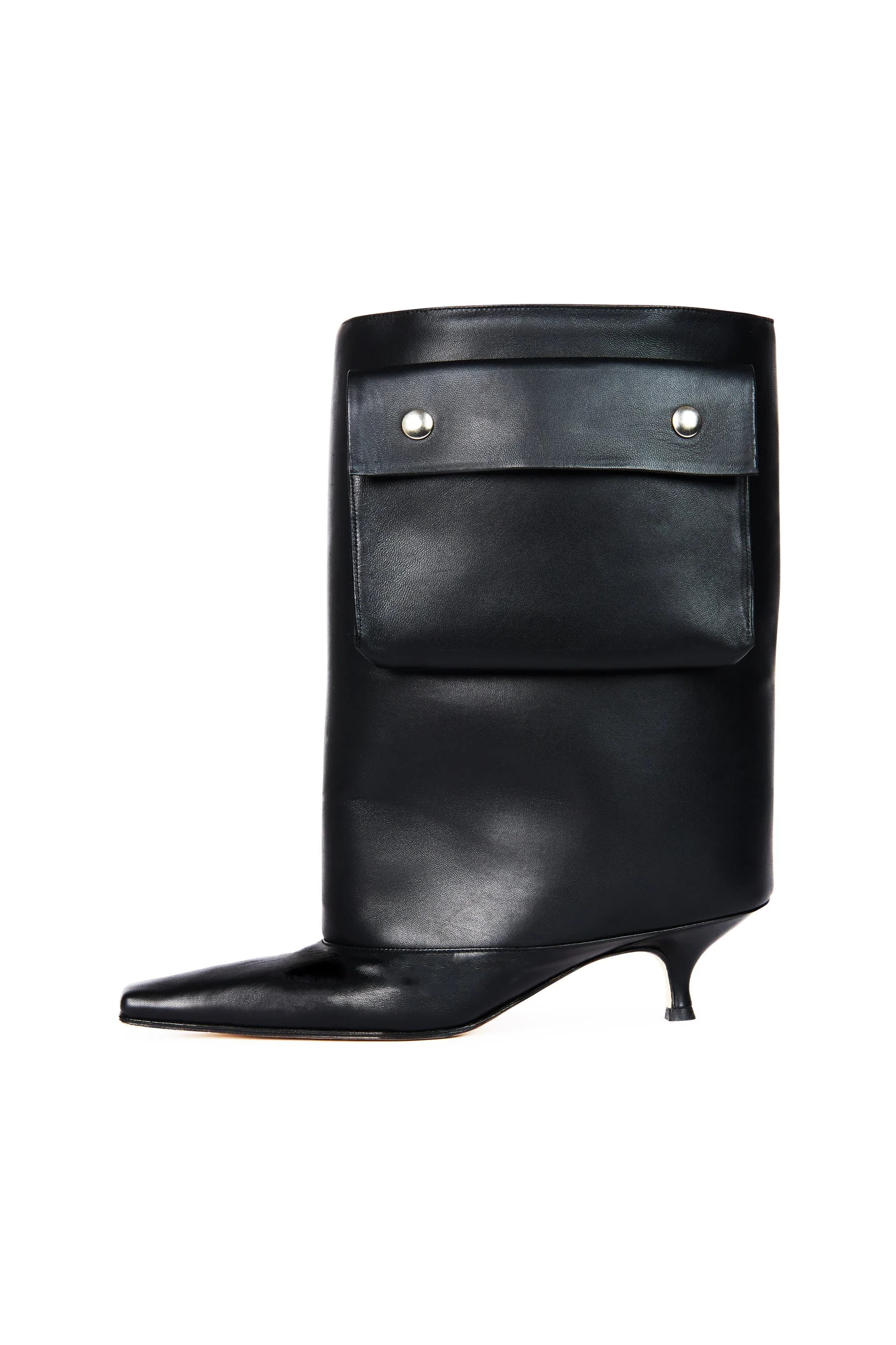 DANA TASCA KITTEN HEEL CYLINDER BOOTS POCKET BLACK - 1