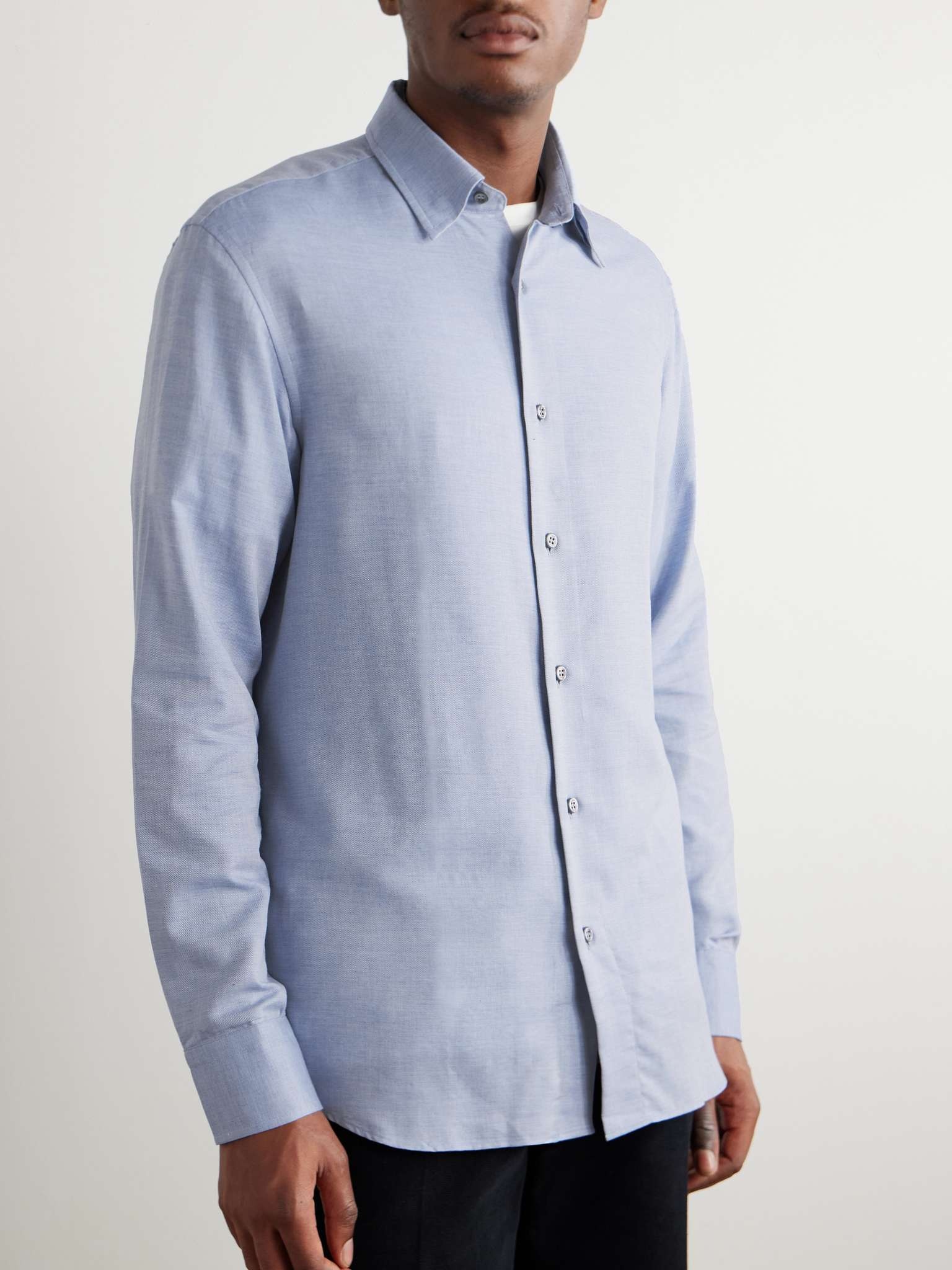 Brushed Cotton and Cashmere-Blend Twill Shirt - 3