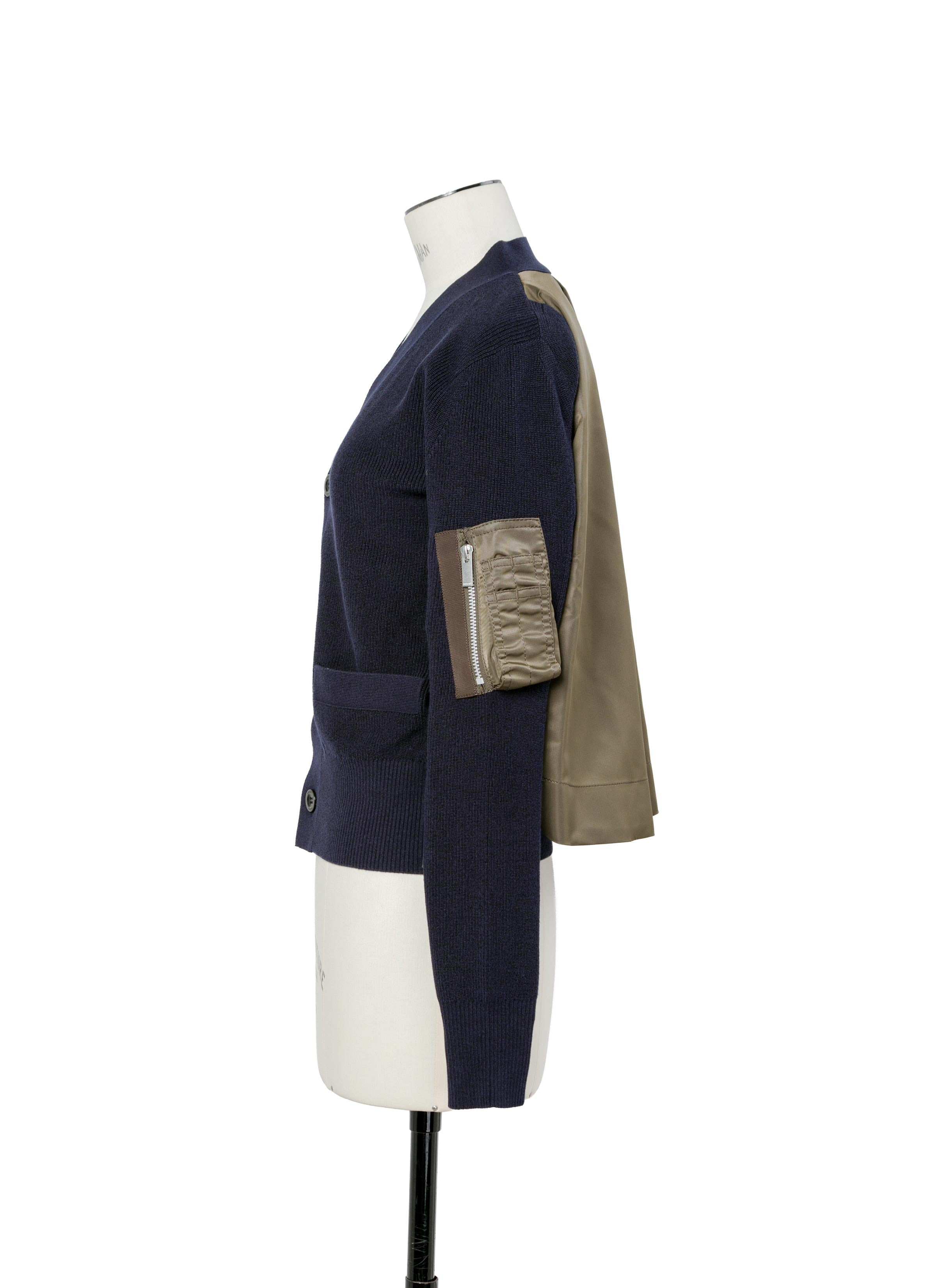 Nylon Twill x Cotton Knit Cardigan - 3