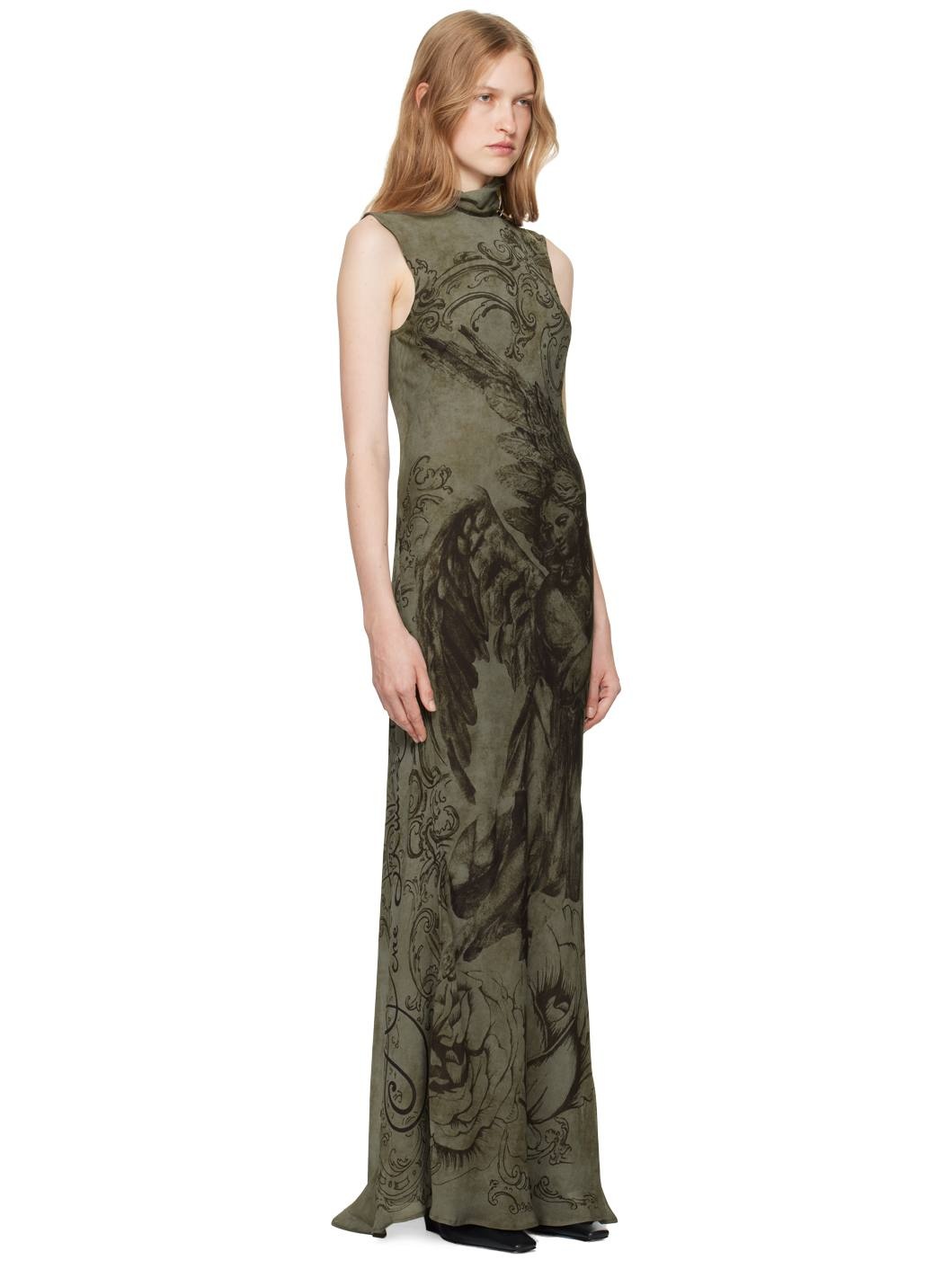 Gray Printed Mesh Maxi Dress - 2