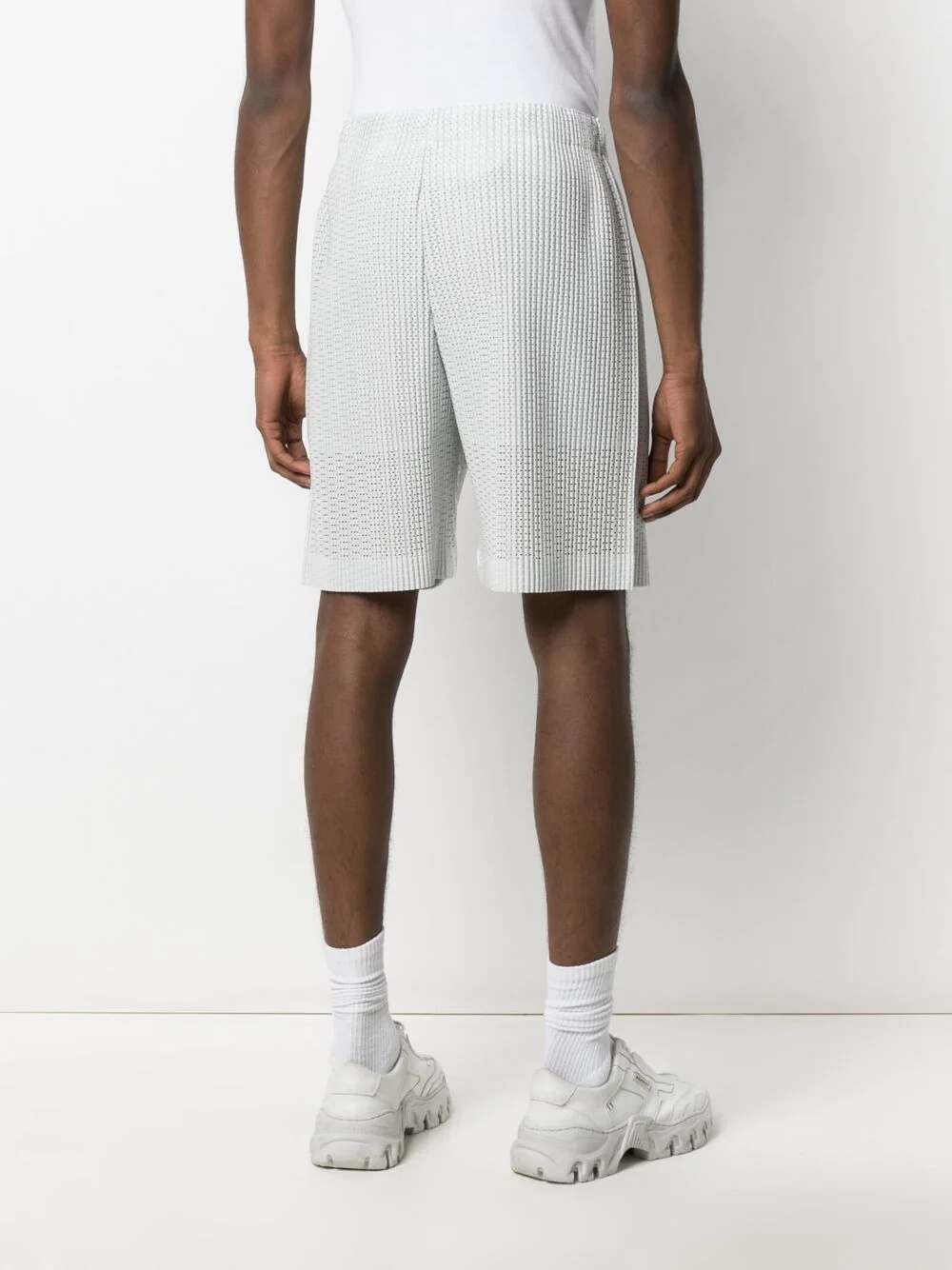 perforated pleated shorts - 4