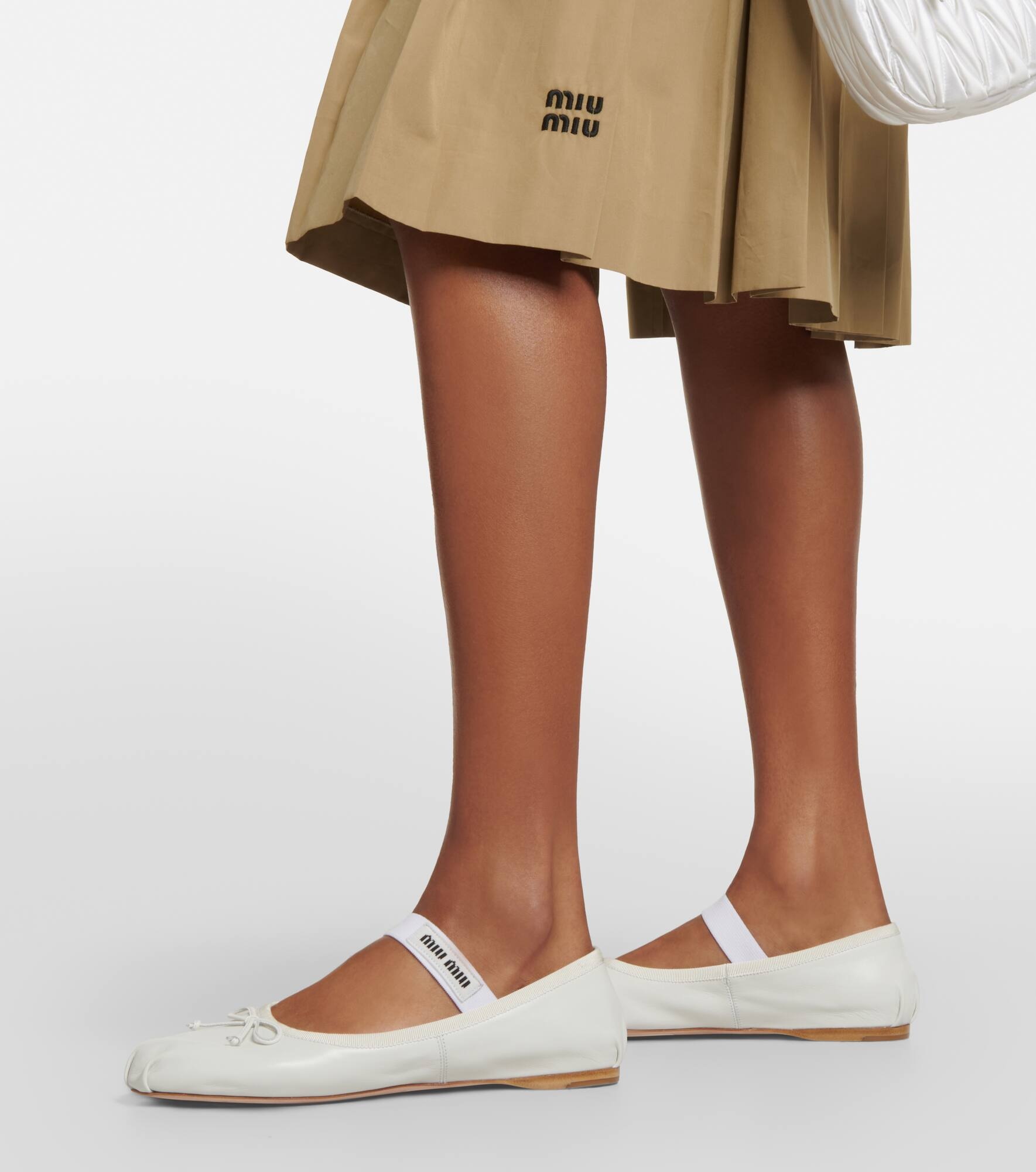 Logo leather ballet flats - 4