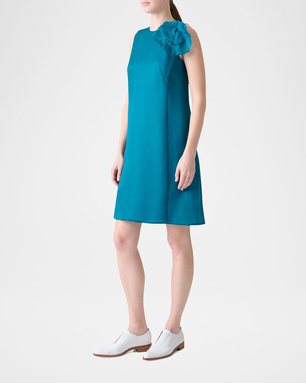 3D Anemone Corsage Silk Organza Dress - 4