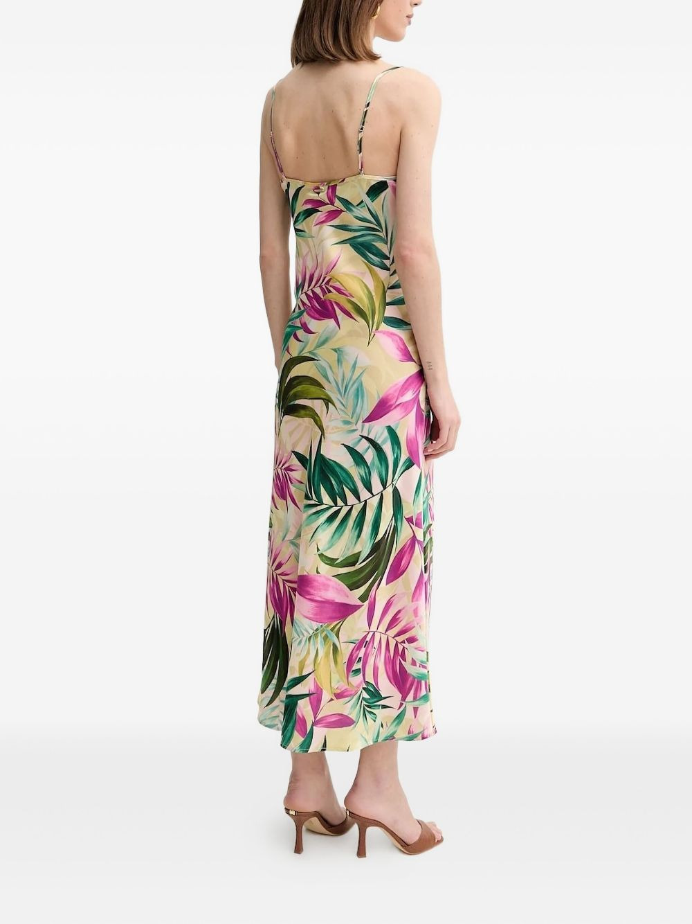 cowl-neck leaf-print dress - 2