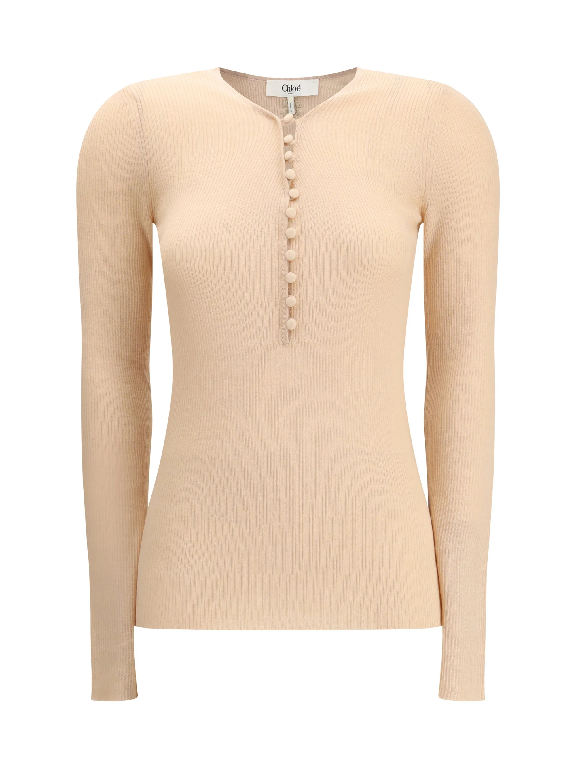 Chloé Women Merino Wool Henley Sweater - 1