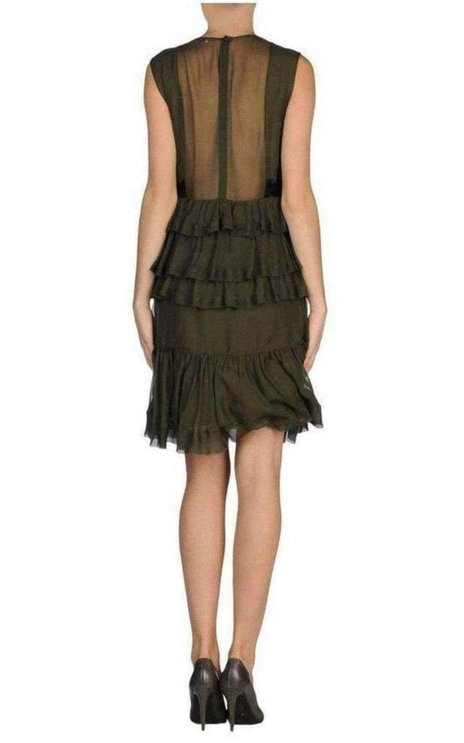 Silk Lace Ruffled Dress - 3