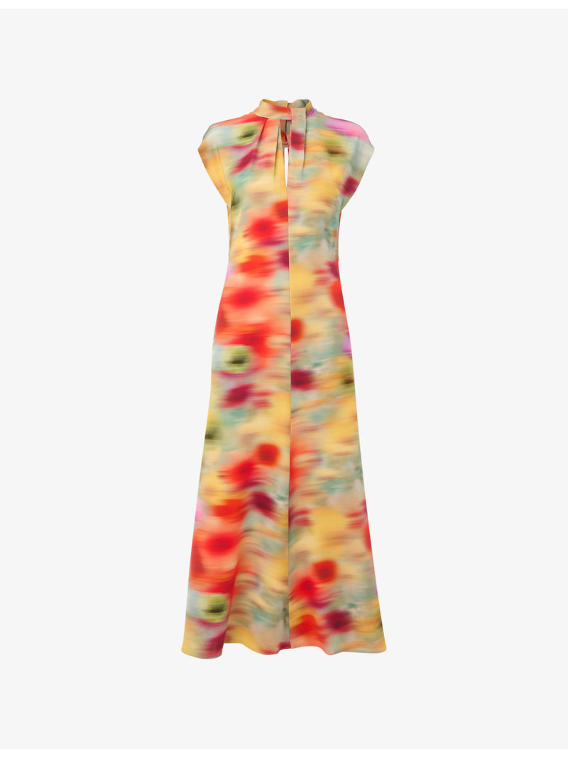 Photographic Flower-Print Stretch-Woven Midi Dress 1