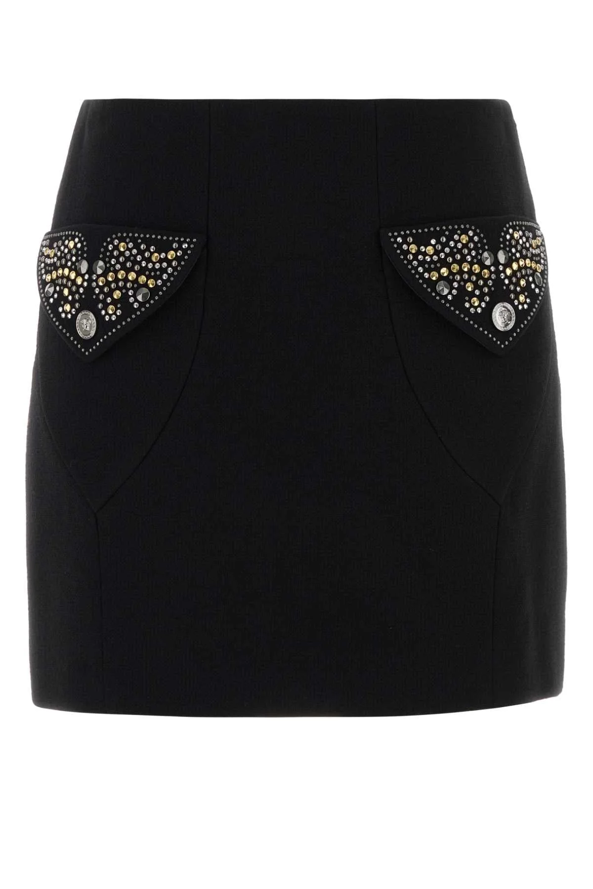 Versace Women Black Wool Mini Skirt - 1