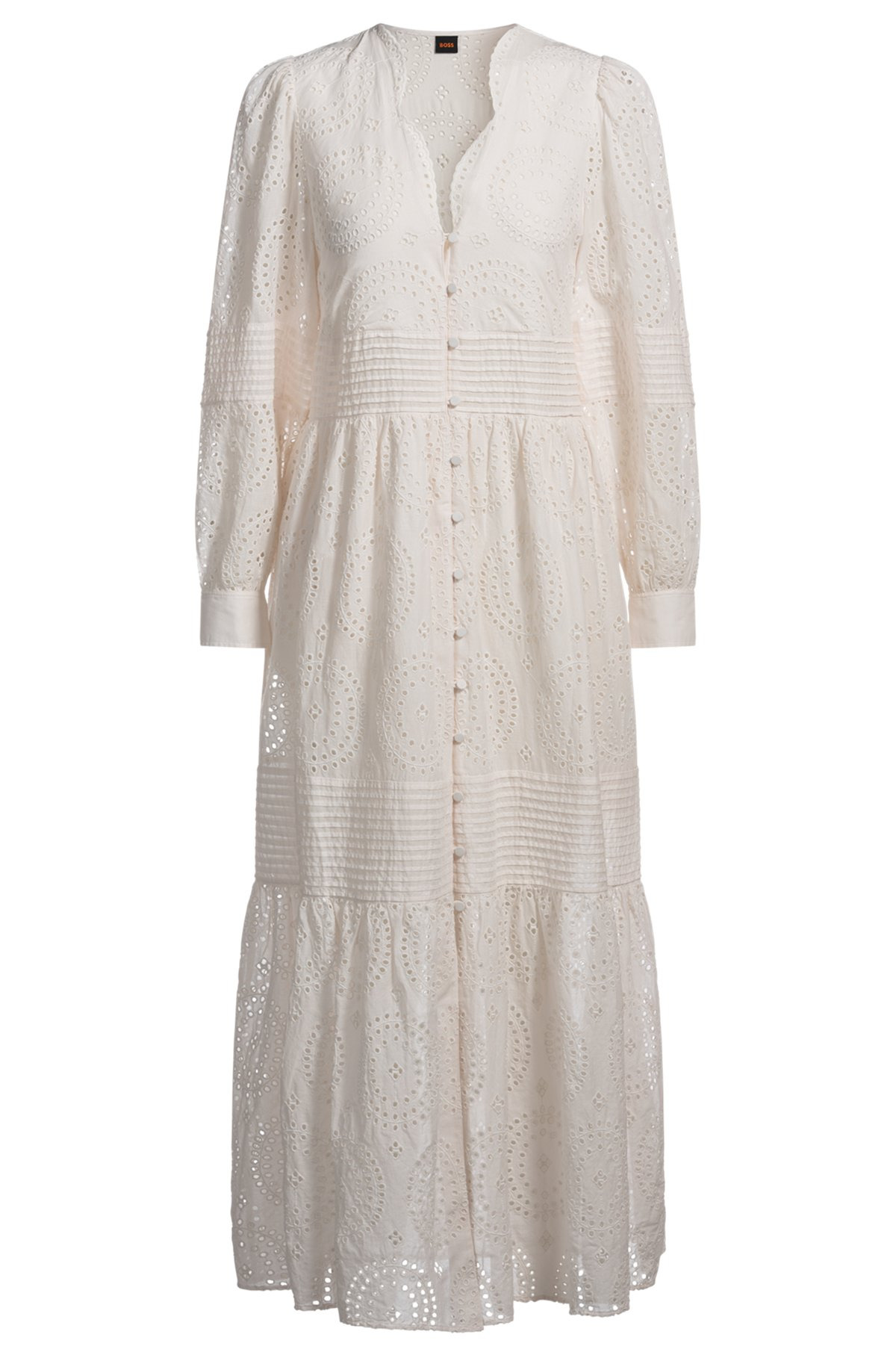 PLEAT-DETAIL DRESS IN COTTON BRODERIE - 1