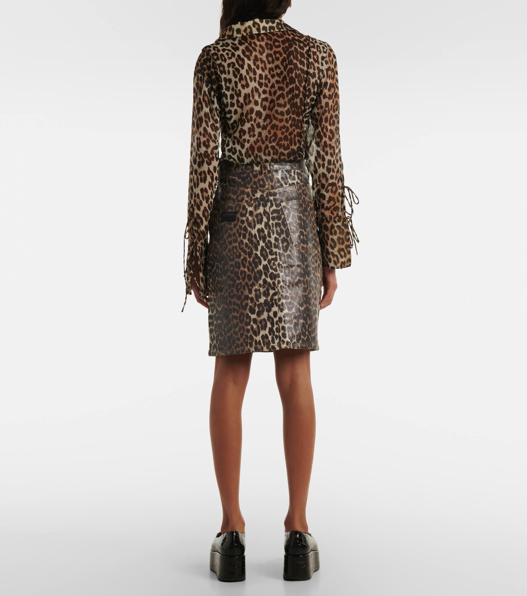 Leopard-print denim skirt - 3