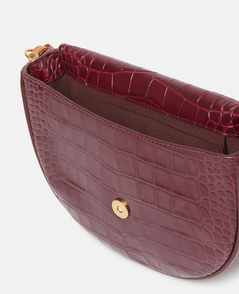 Stella McCartney Frayme Croc-Effect Embossed Medium Flap Shoulder Bag outlook