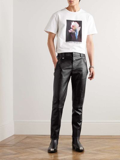 Alexander McQueen Slim-Fit Zip-Detailed Leather Trousers outlook