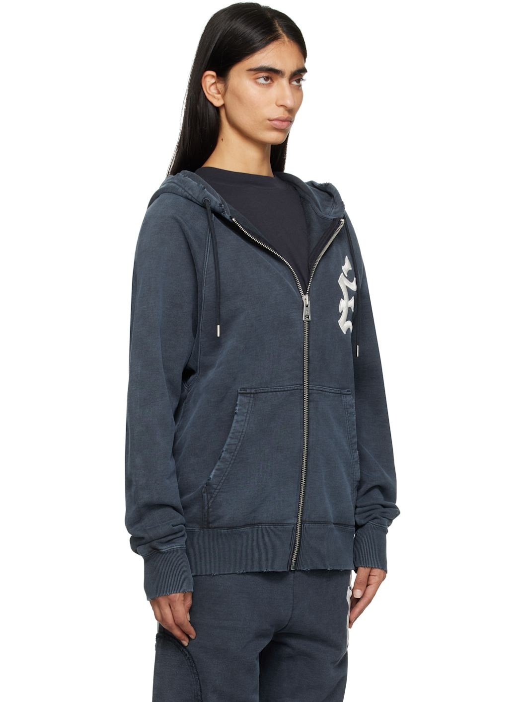 Navy 'The City' Loose Zipped Hoodie - 2