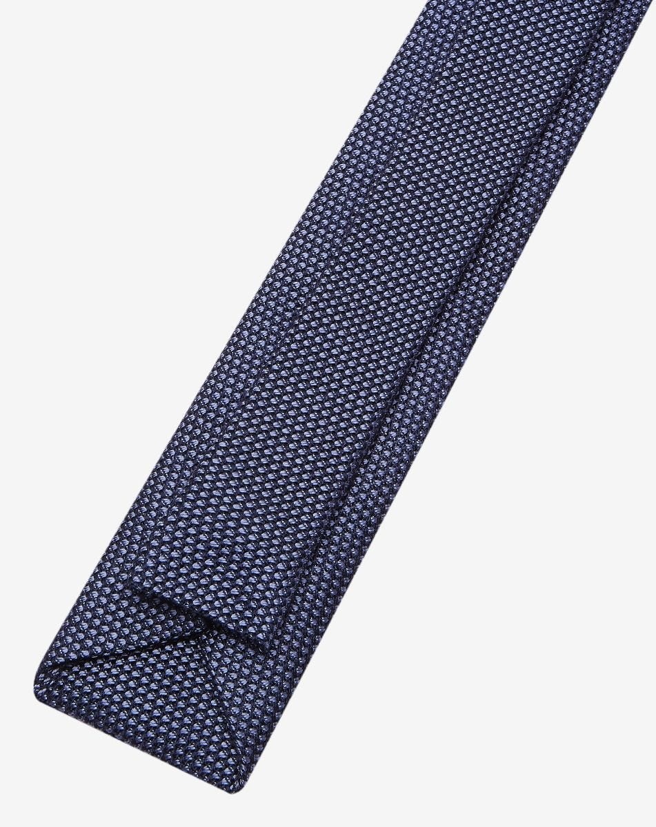 Denim blue brushed silk tie - 4
