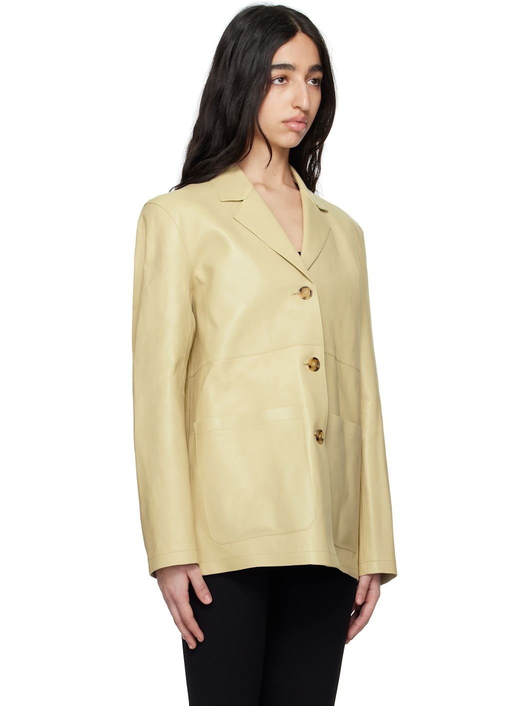 Beige Clean Leather Jacket - 2