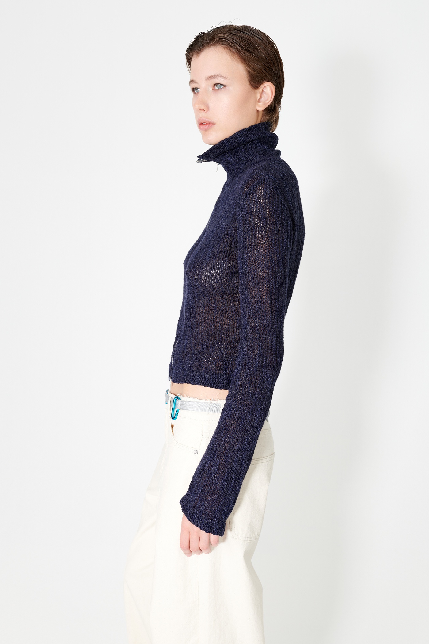 Slim Zip Jersey Navy Yawning Linen - 3