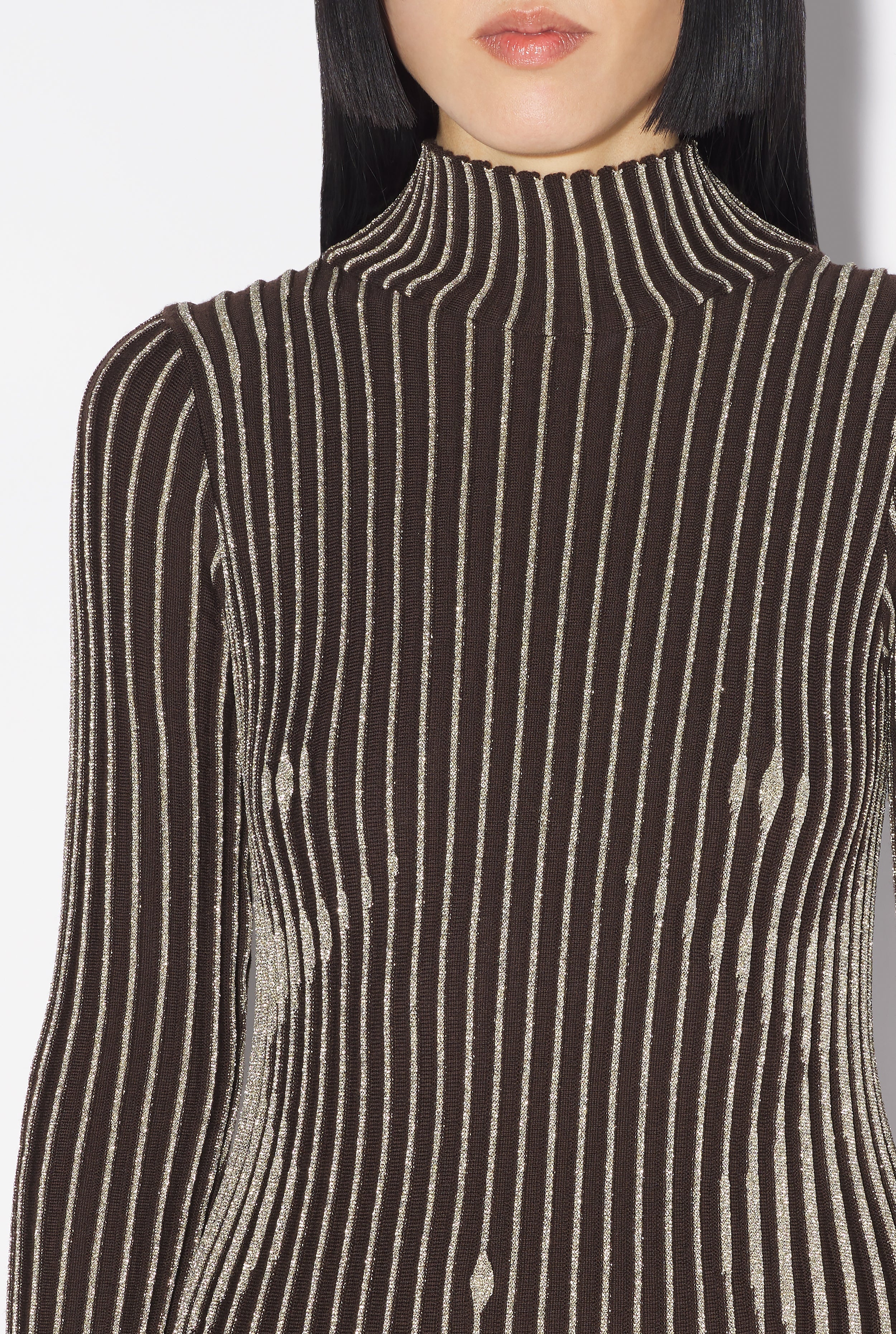 THE BROWN LUREX TROMPE L’OEIL DRESS - 4