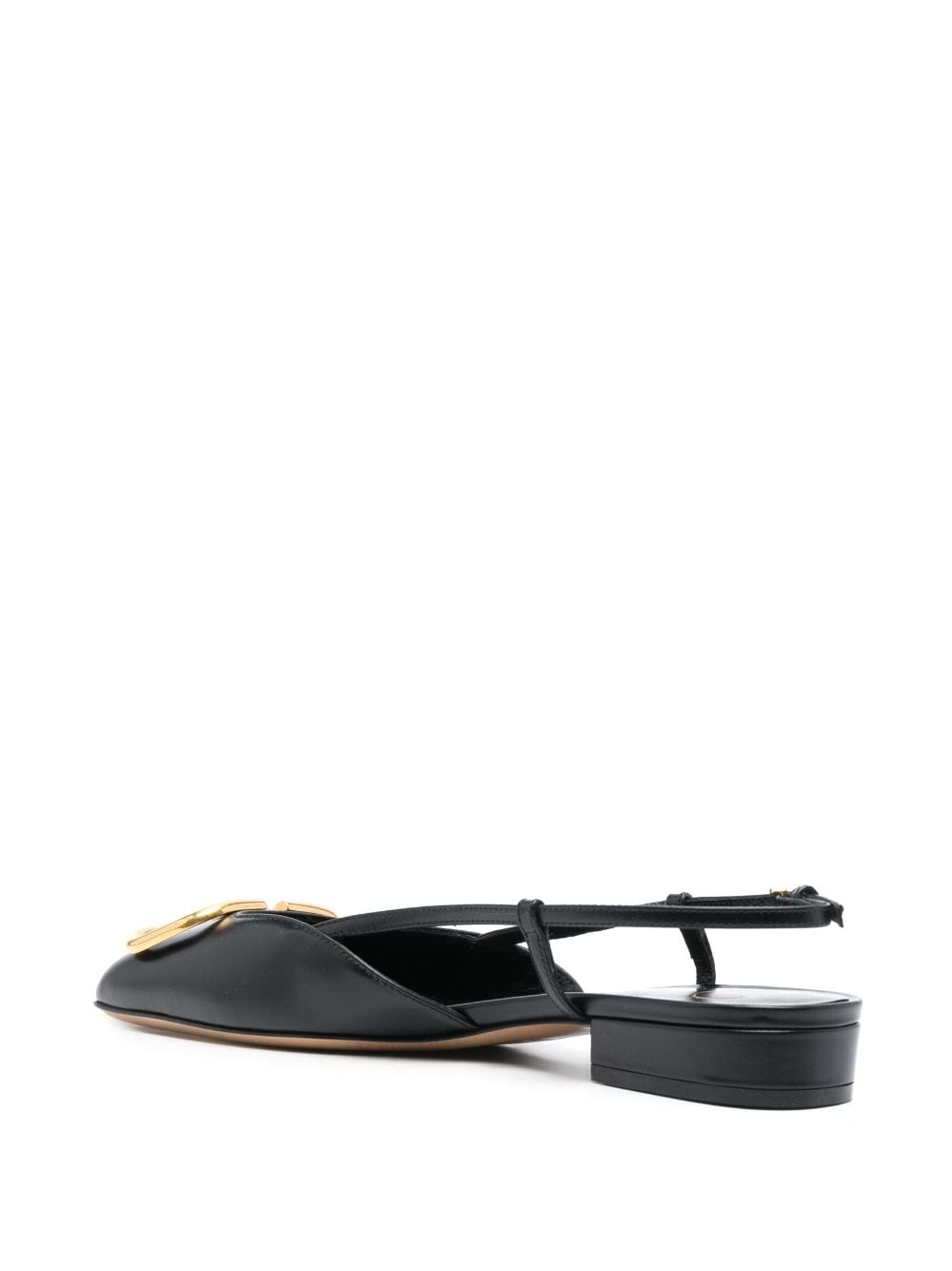 VLogo leather slingback ballerina shoes - 3
