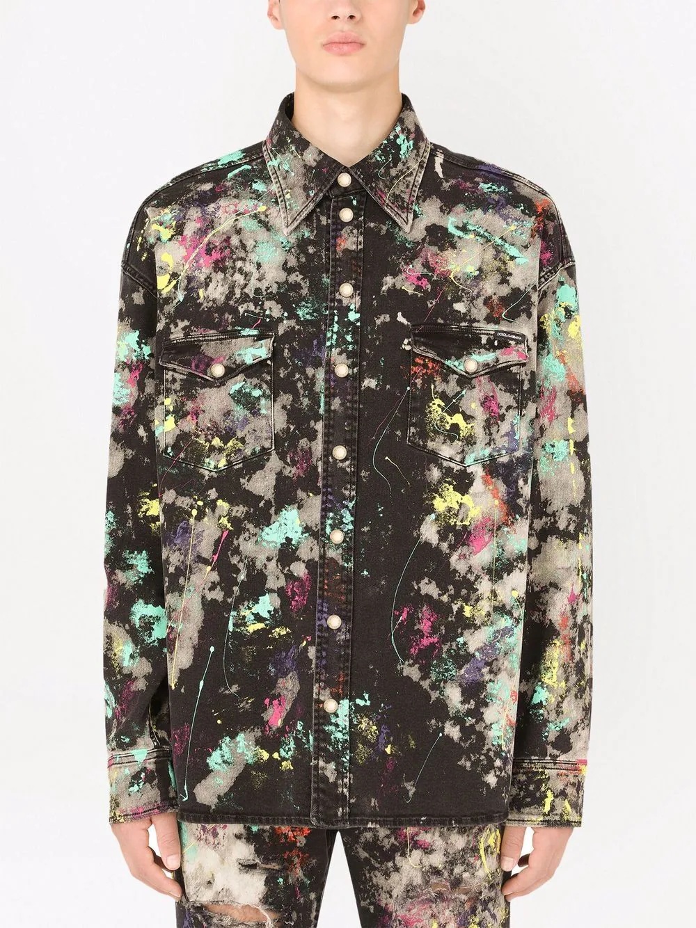 paint-splatter longsleeved shirt - 3