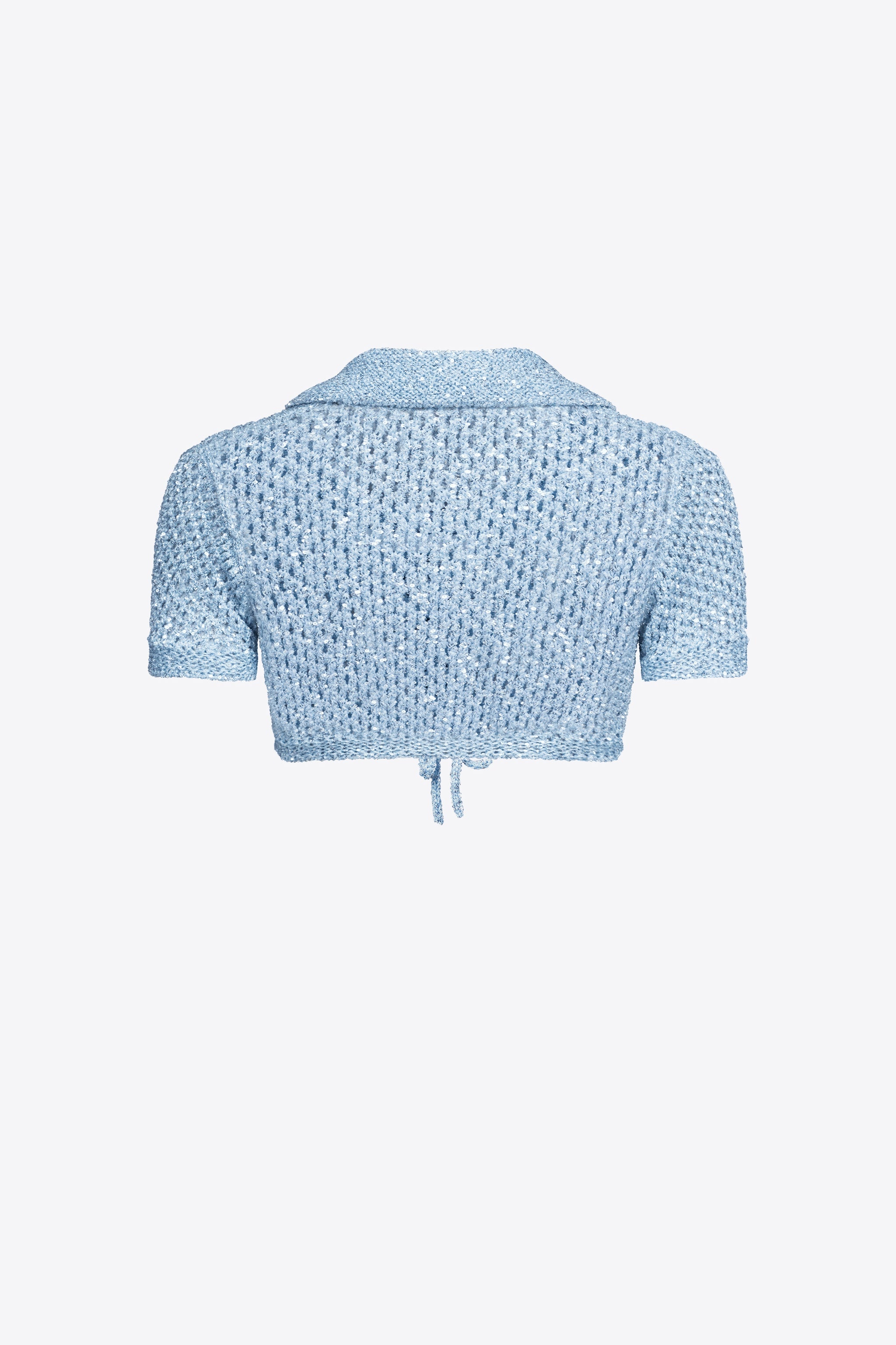 SEQUIN CROCHET SHORT SLEEVED CARDIGAN - 2
