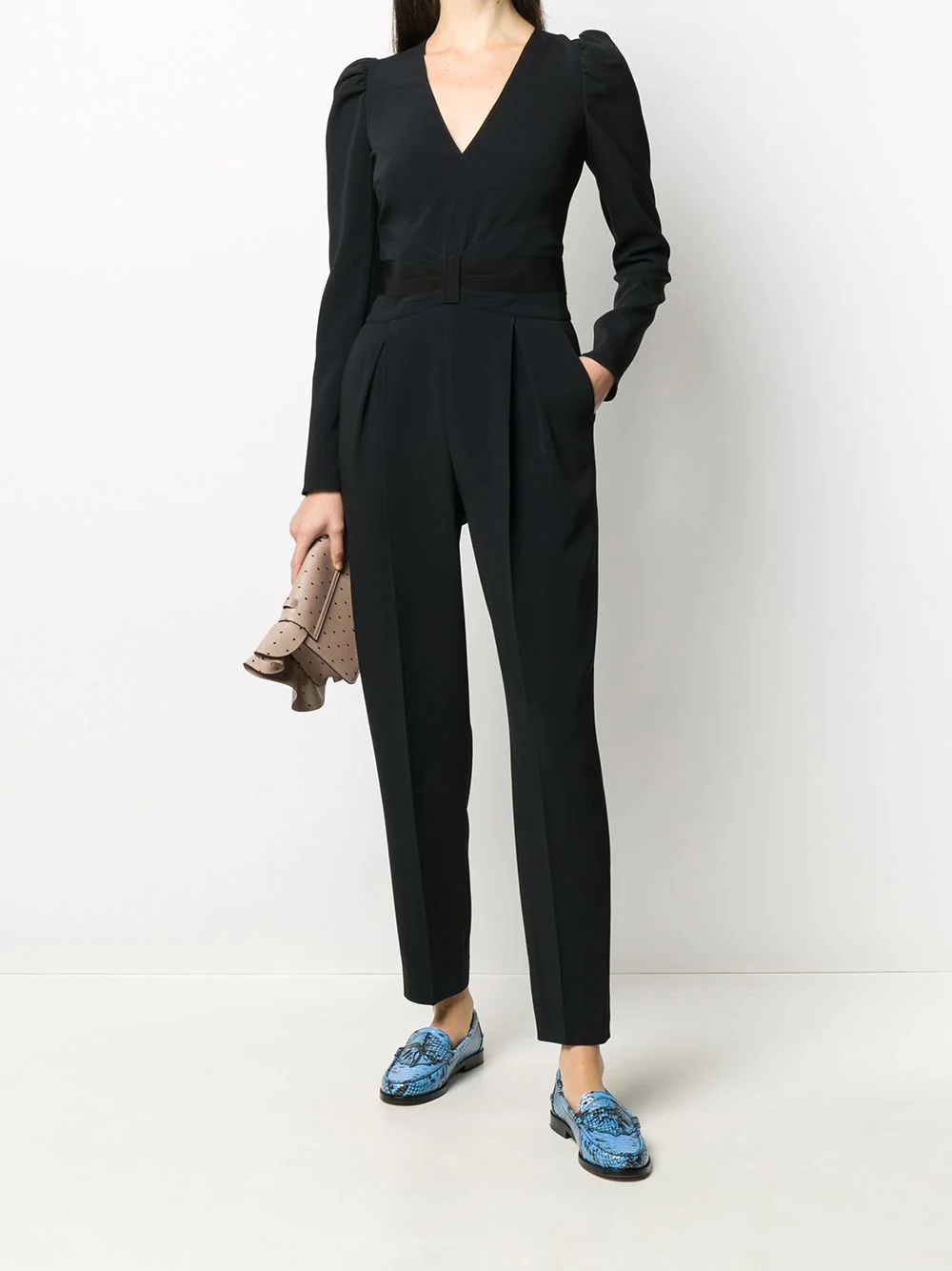 bow-detail tuxedo jumpsuit - 2