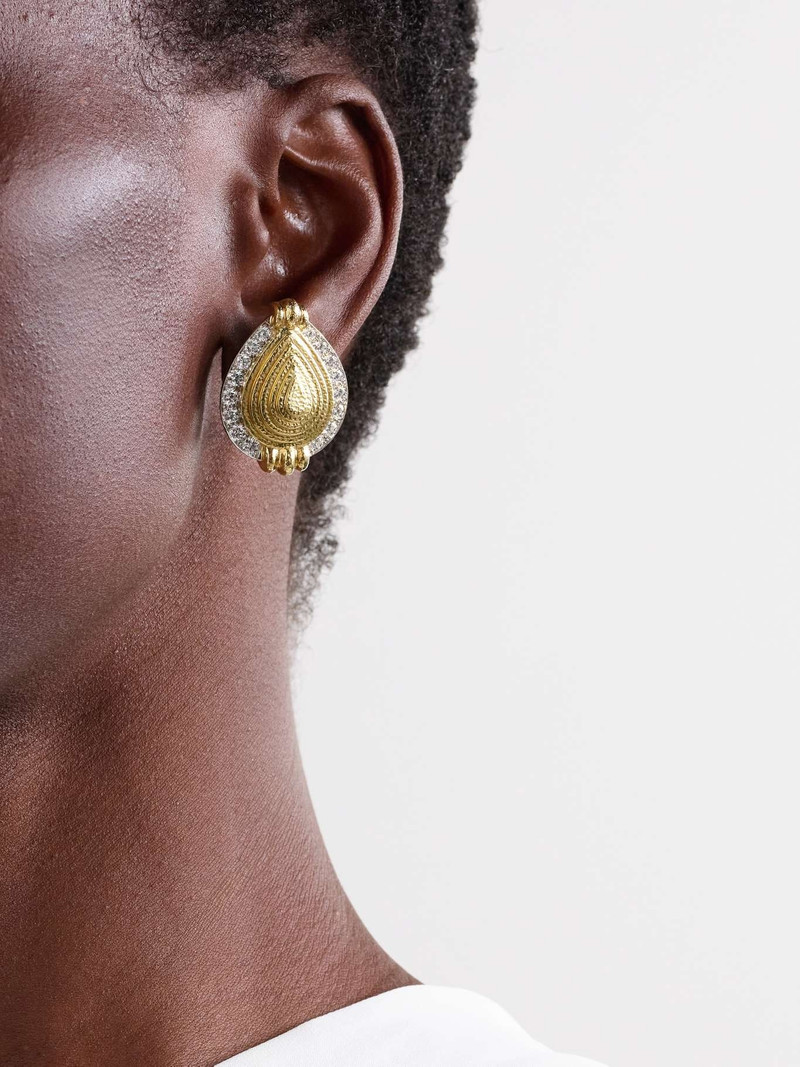 DAVID WEBB Concentric Pear 18-karat gold, platinum and diamond earrings Gold outlook