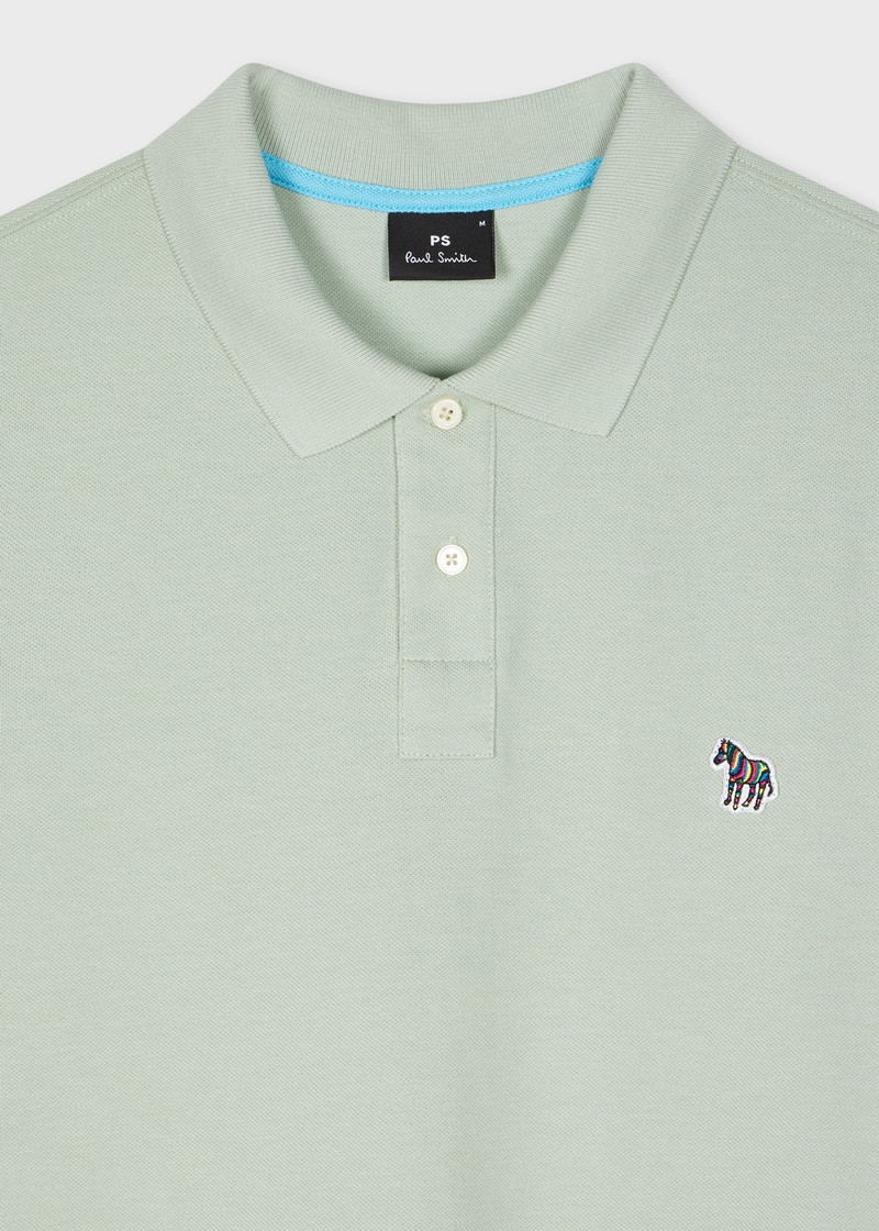 Paul Smith Sage Green Organic Cotton Zebra Polo Shirt outlook