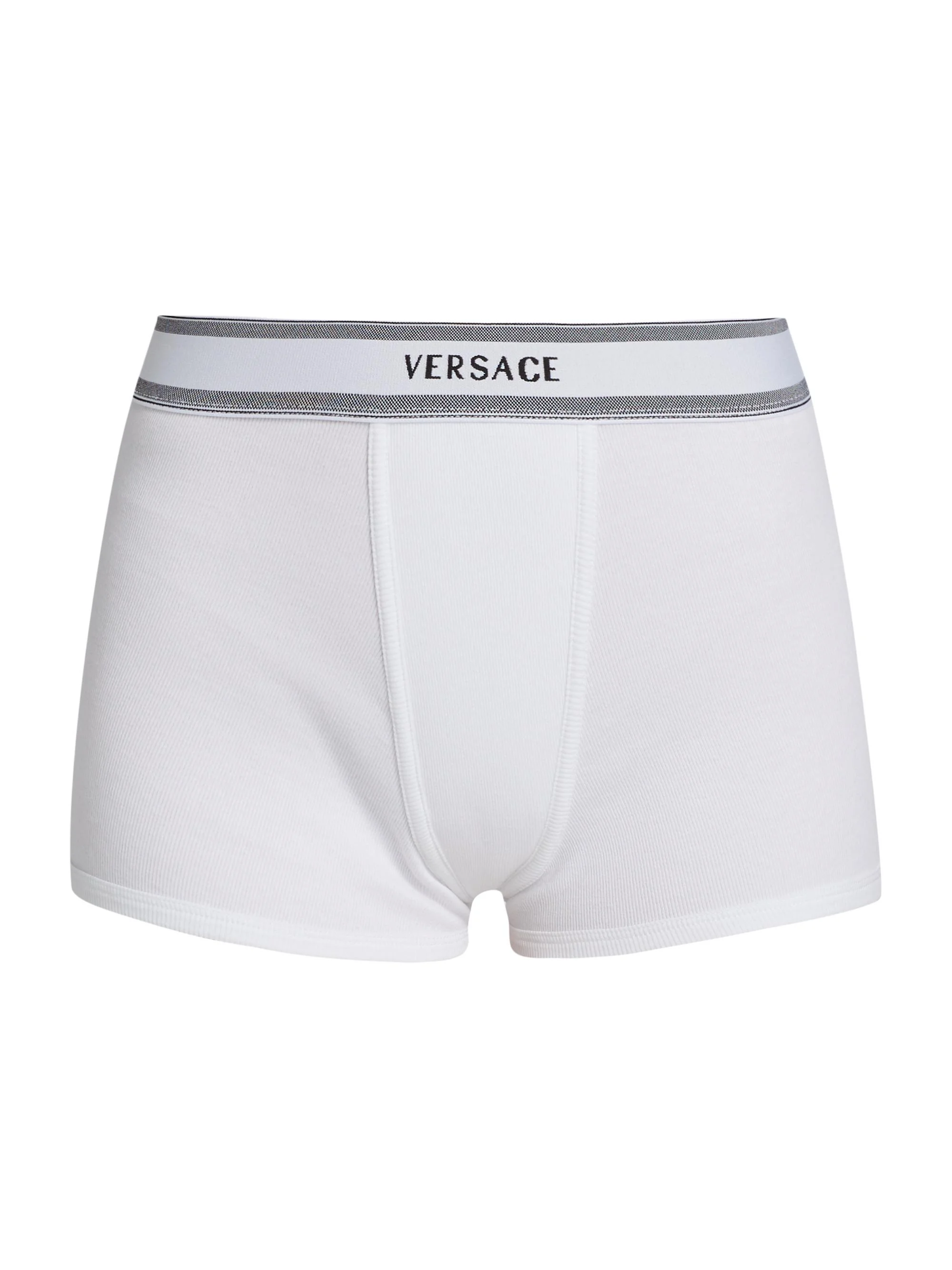 Women's Cotton Rib-Knit Short Trunks - White - 1