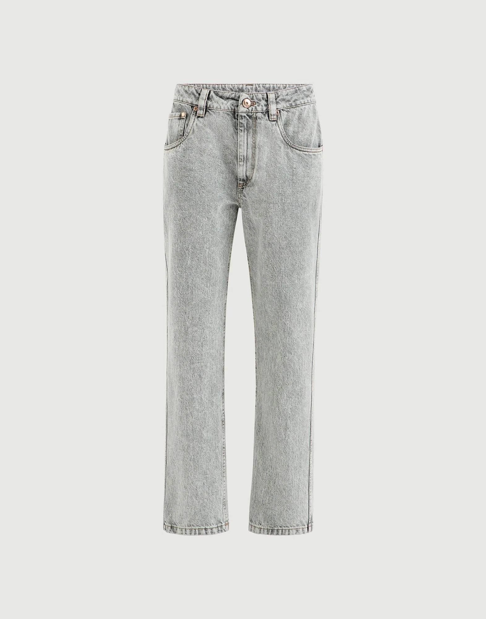 Authentic denim straight trousers with shiny bartack - 1