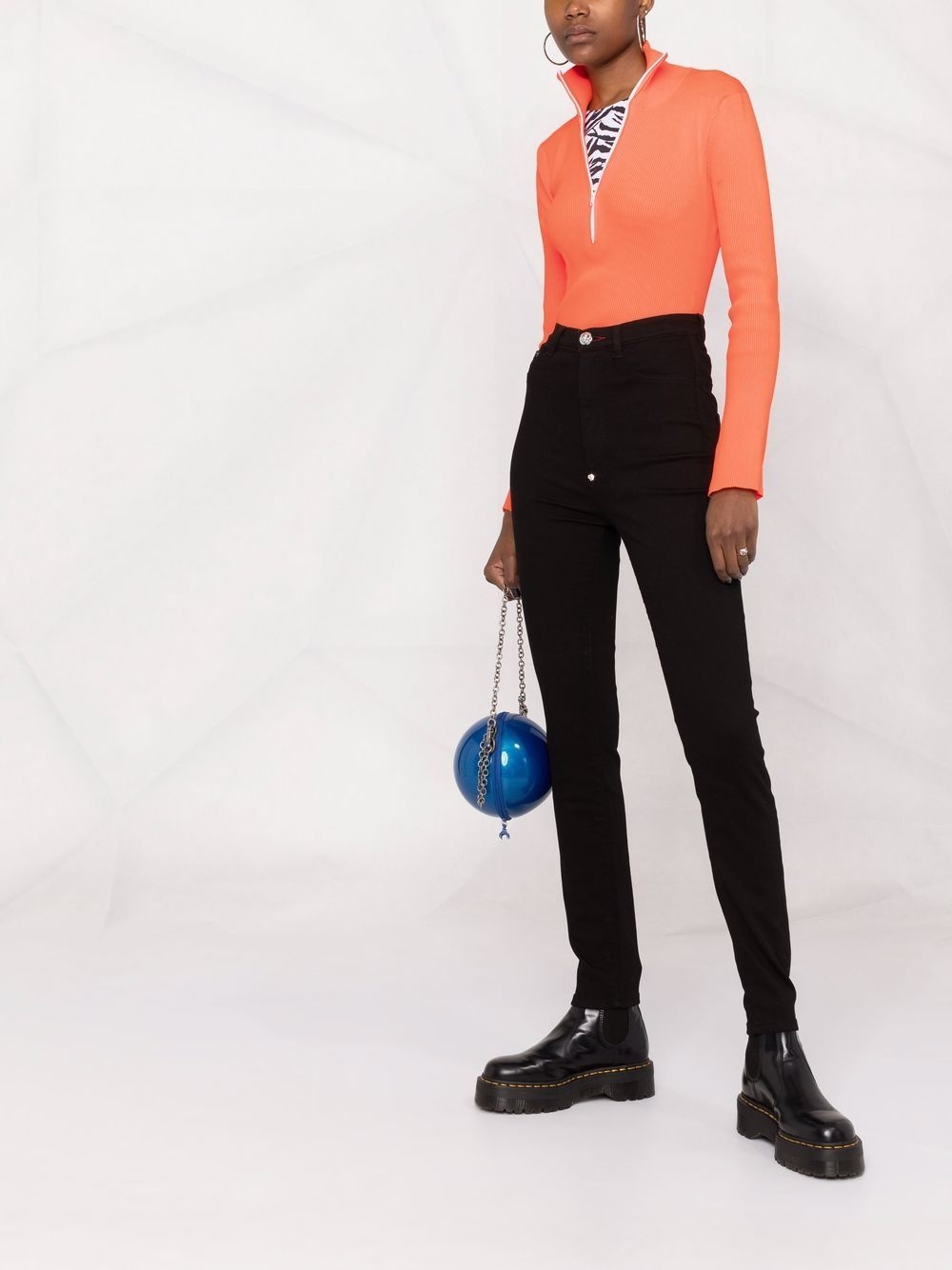 Super high-waisted denim jeggings - 6
