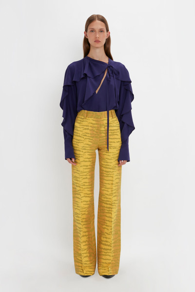 Victoria Beckham Alina Trouser In Yellow-Maple Tiger Print outlook