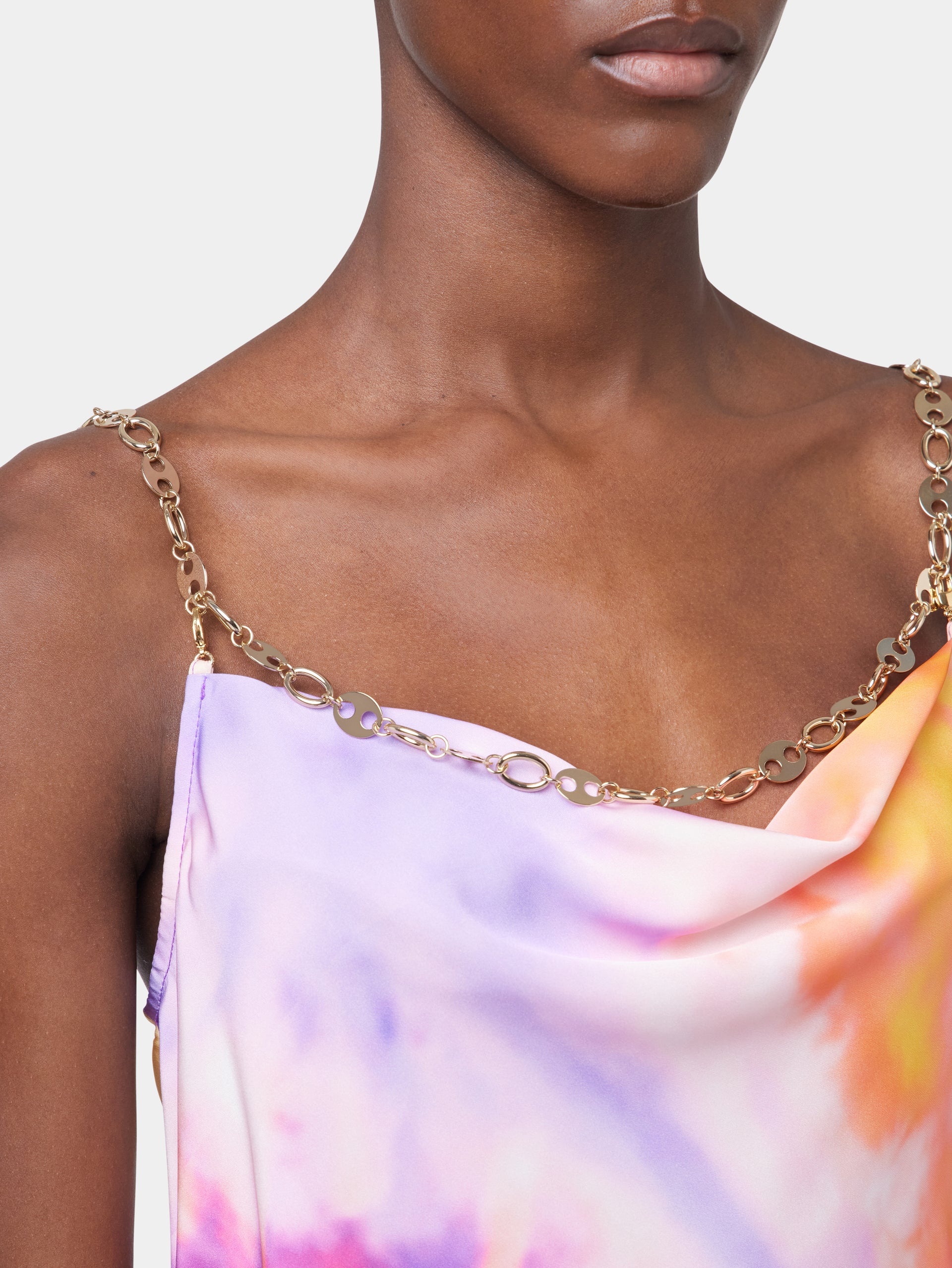 ORANGE TIE-DYE TOP IN PRINTED SATIN - 4
