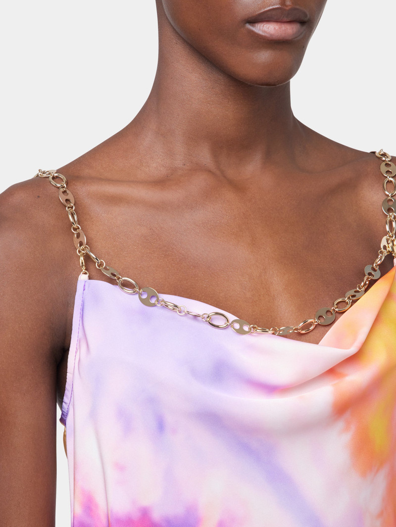 ORANGE TIE-DYE TOP 에 PRINTED SATIN 4