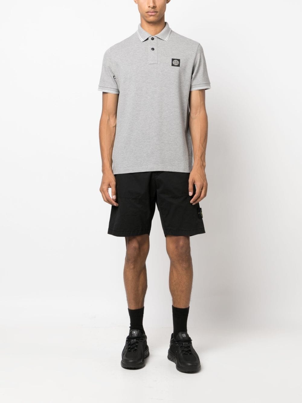 Compass logo-patch short-sleeved polo shirt - 2