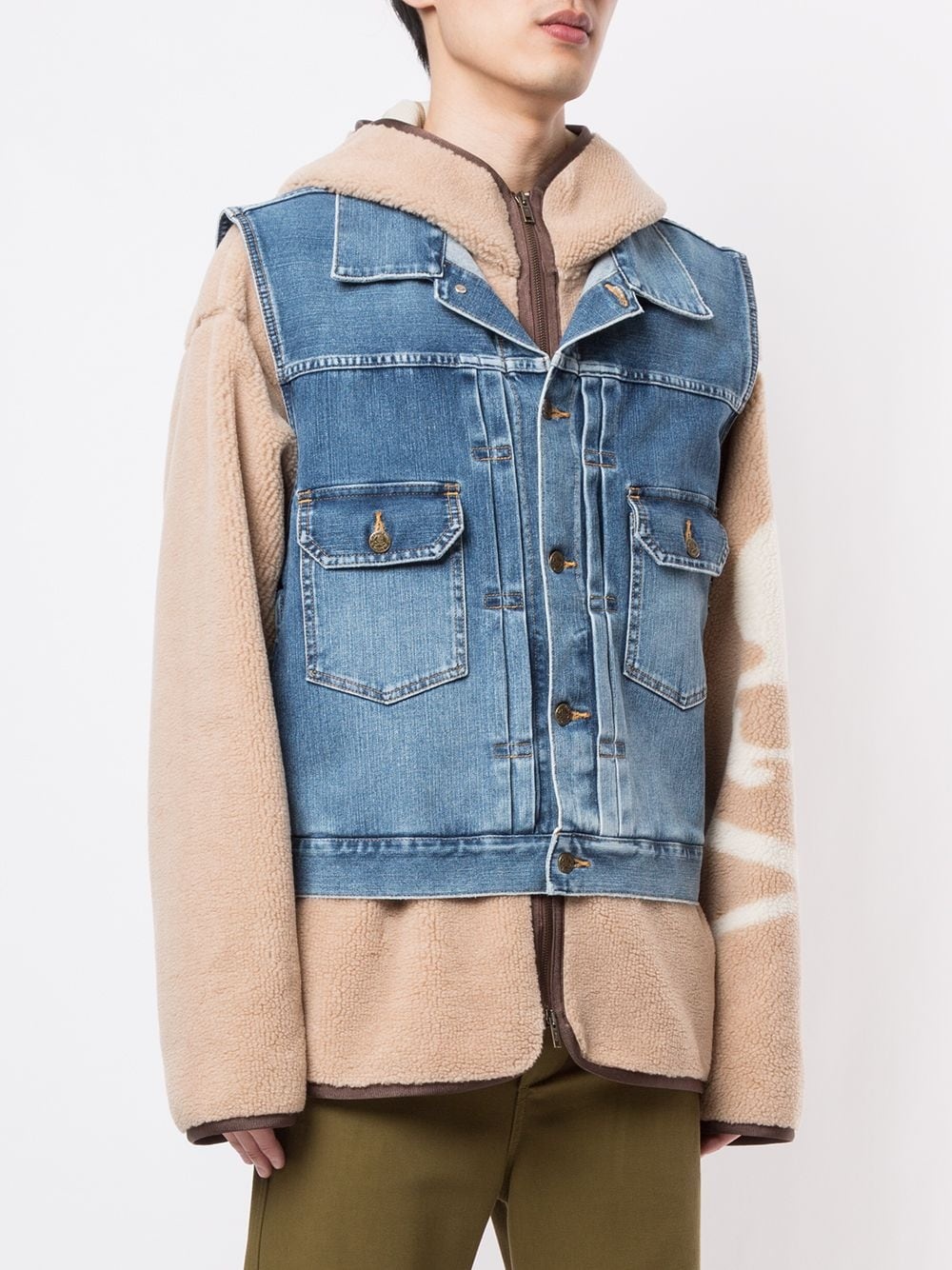 shearling denim jacket - 3